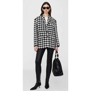 Anine Bing Quinn Blazer in Black & White Houndstooth